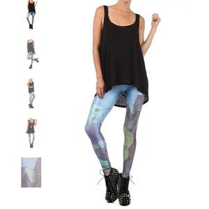 Poprageous Picasso Blue Guitar Leggings Sz Medium